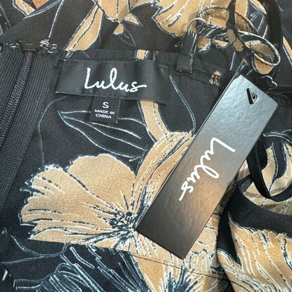 NWT Lulu Darling Daylily Black Floral Print High-Low Maxi Dress size S - Picture 12 of 15